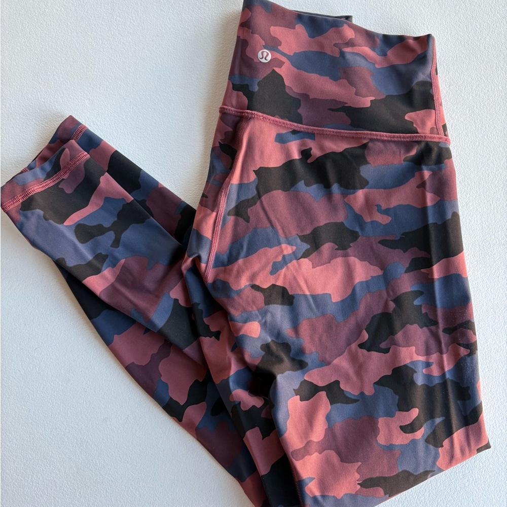 Size 8 lululemon athletica Camo Leggings - Maroon and Black